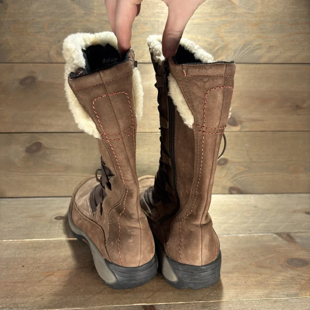 merrell encore apex womens size 8 shoes brown suede waterproof snow boots